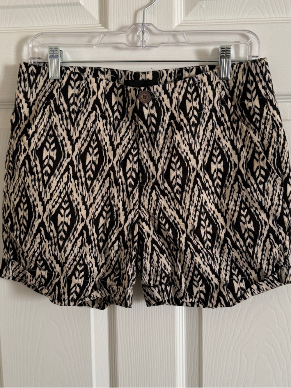 Black and Cream Patterned Women's Shorts